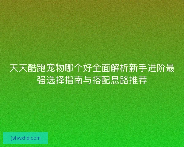 天天酷跑宠物哪个好全面解析新手进阶最强选择指南与搭配思路推荐